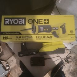 Ryobi One+ 18V Reciprocating Saw Tool Brand New In Box With Battery And Wall Charging Dock 