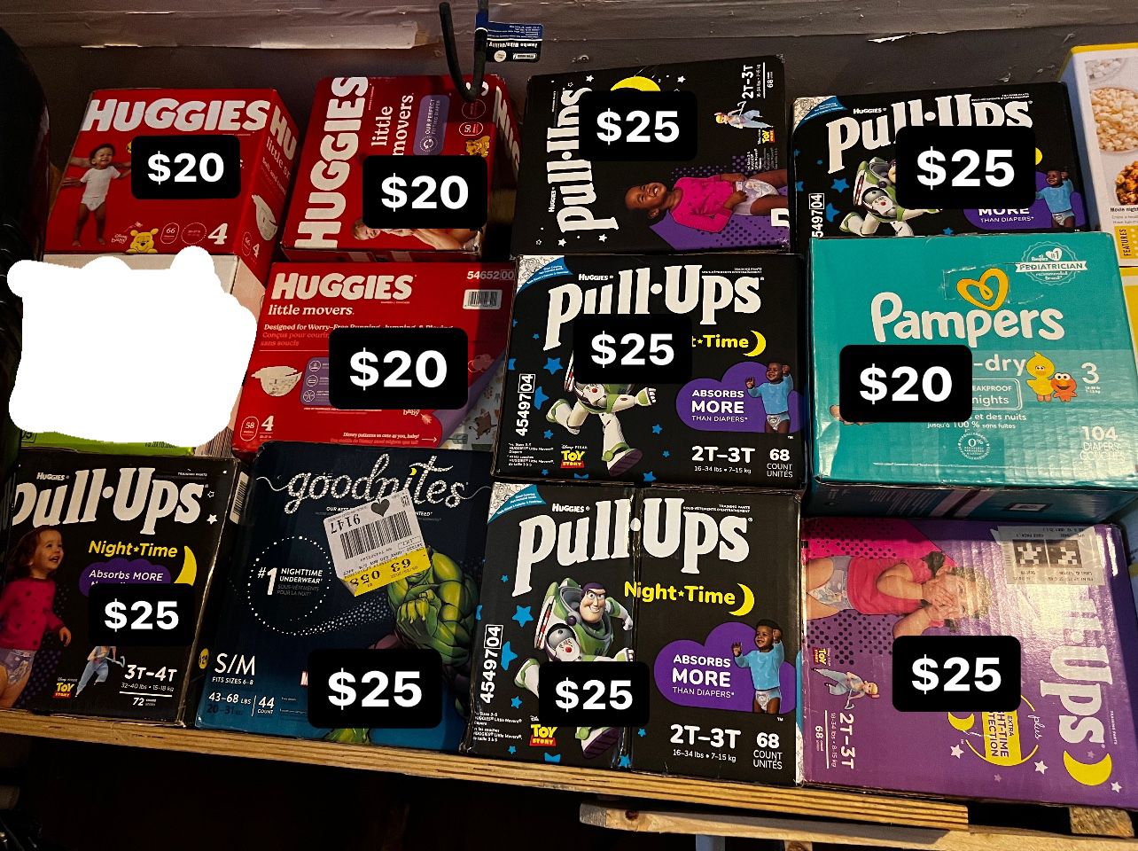 Diapers Variety Huggies, Pullups & Pampers  $20-$25