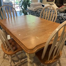 Solid Wood Dining Table  With 4 Solid Wood Chairs