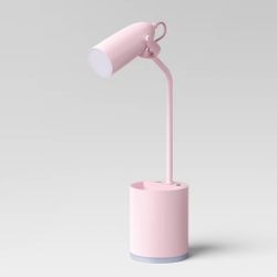 Task Table Lamp with Nightlight Woodrose Integrated LED Bulb - Room Essentials