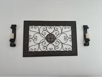 Wall decor roth iron w/candle holder