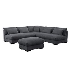 New! Premium Sectional With thick Cushions, Sectionals, Sofa, Sectional, Sectional Couch, Corduroy Sectional, Grey Sectional, Sofa, Comfortable Couch