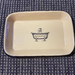 Yellow enamel Bar Soap Tray Caddy “Blue Stallion Farm”