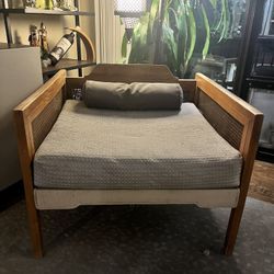 Vintage Cane Lounge Chairs – Mid Century Modern Style – Solid Wood – Set of 2