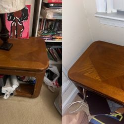 Matching Set of 2 Vintage Oak Dark End / Side Tables

