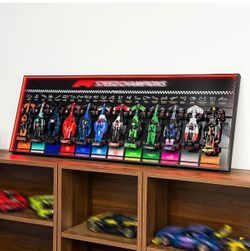 Display Wallboard with RGB Lights Compatible with Lego Speed Champions F1 20 Colors, 12-in-1 Car Wall Mount Compatible with Lego 66802+77252+77259 Col