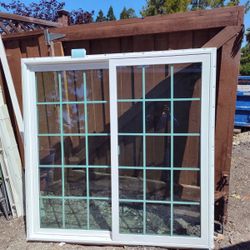 60 1/8 x 60 1/8 Rich Windows Sliding Glass Door with Grid New White