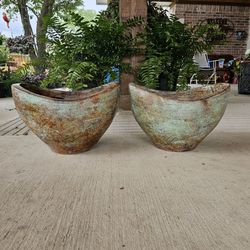 Turquoise Cradel Clay Pots, Planters, Plants. Pottery, Talavera $45 cada una