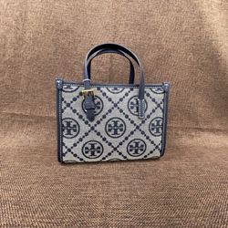 Tory Burch Mini T Monogram Tote Navy