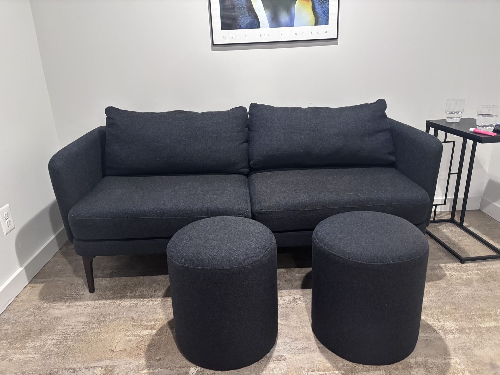 West Elm Bench Sofa With Ottomans