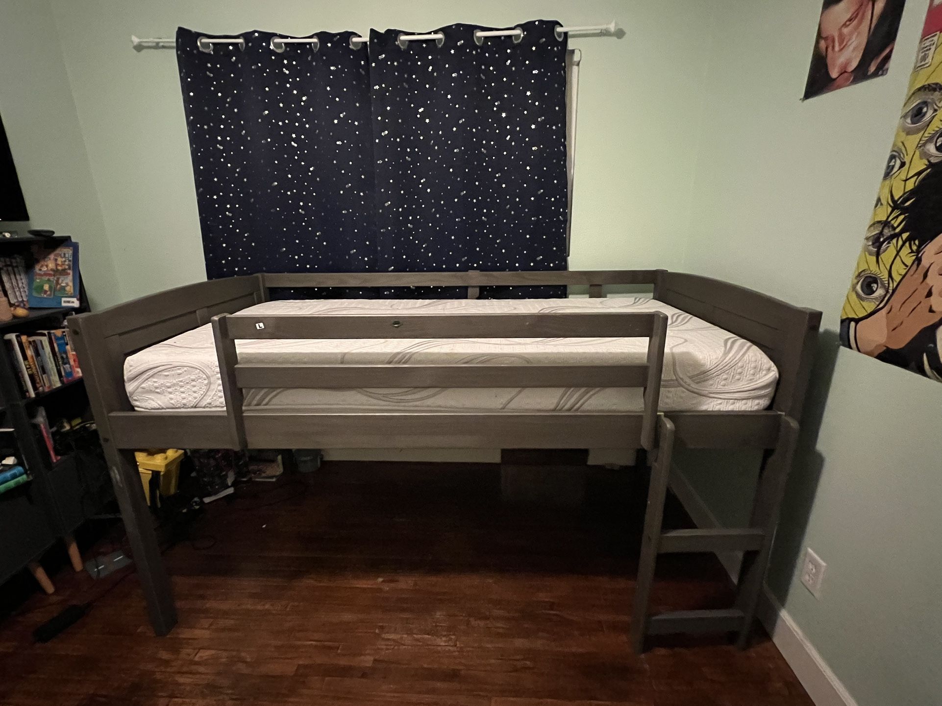 Twin Low Loft Bed With Bookcase