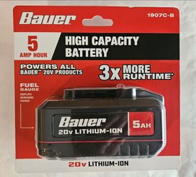 Bauer 20V lithium-ion high capacity battery, 5 amp