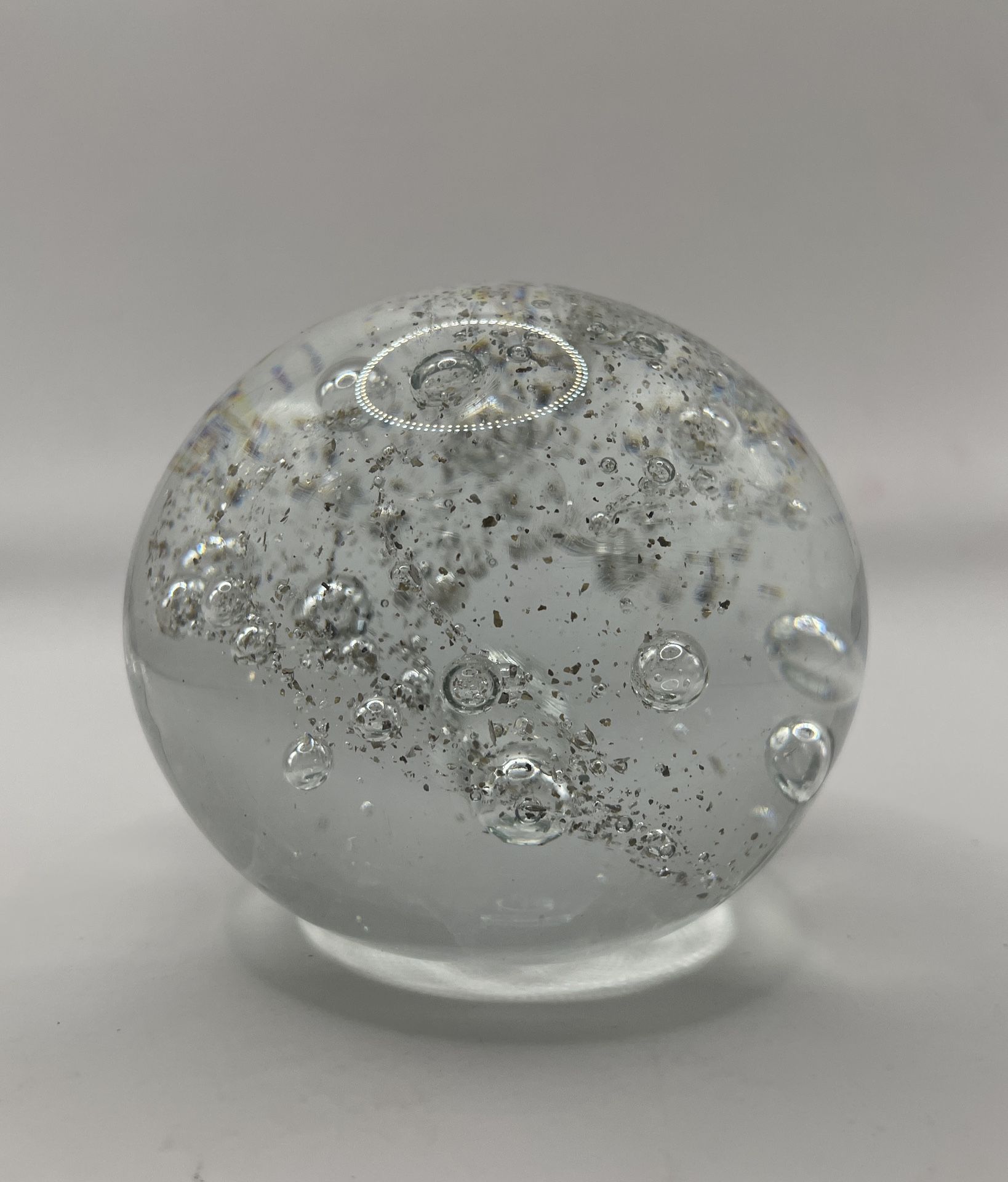 Vintage Anton Intaglio Glass Globe Paperweight- Controlled Bubbles & Smokey