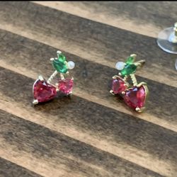 New Gold Plated Cherry Earrings