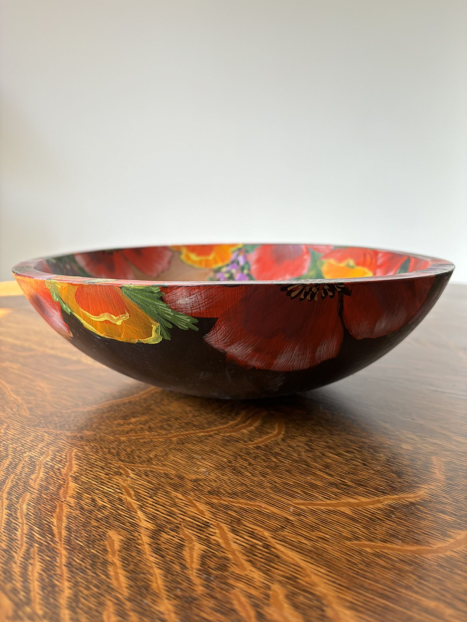 Beautiful One-Of-A-Kind Hand Painted Wooden Bowl