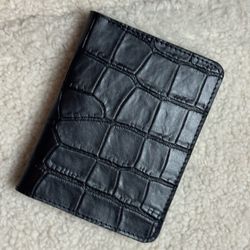 Black Crocodile Texture Genuine Leather Bifold Wallet Slim Card & Cash Case