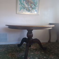 48 " Round Pedestal Dining Table  Dark Wood