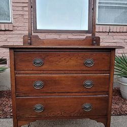 Vintage Dresser With Mirror 56” T x 36” W x 18” D