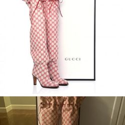Nice Women’s Gucci Original RED GG canvas over-the-knee boot NIB NEW IN BOX sz