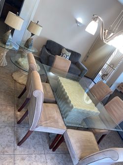 Glass Dining Table with 6 Chairs
