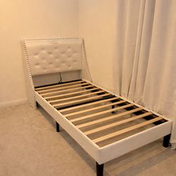 Twin Bed Frame w/ Tufted Headboard