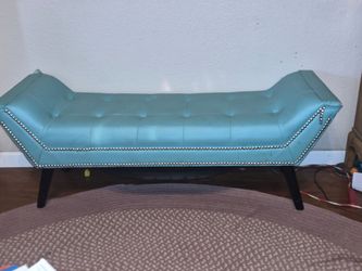 Teal leather type bench