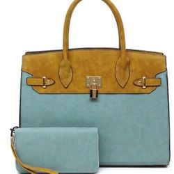 Mustard & Teal Large Purse With Matching Wallet 