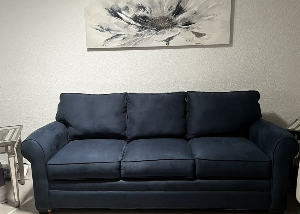 New Blue Velvet Queen Sofa Bed