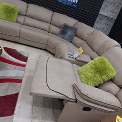 *Summer Sale Event*---Alejandra Mocha Fabric Reclining Sectional Sofa---Now $1499---Delivery And Easy Financing Available 