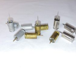 Novelty push pins - Casings. Set of 4. Gold or silver. Shiny silver, matte silver, shiny gold. Set of 4 all the same color.