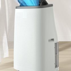 DEXSO Portable Air Conditioner 14,000BTUs, A/C for Rooms up to 750 Sq. Ft, Built-in Dehumidifier, Fan, and Sleep Mode, Includes Remote Control, Reusab