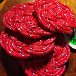 HANDMADE, WOVEN NAUTICAL ROPE COASTERS