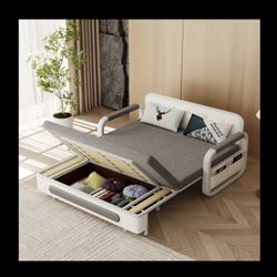 Sleeper Sofa, Sofa Bed- 2 in 1 Pull Out Couch Bed with Storage Chaise for Living Room, Sofa Sleeper with Pull Out Bed, Grey Linen Couch