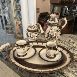 Vintage Capodimonte Tea Set With Tray 