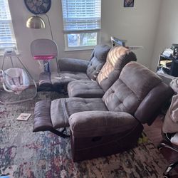 Couch and love Seat Set (4 Recliners)