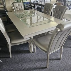 Brand New Champagne Dining Table (72"×42"×30"H) + 6 Chairs