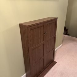 Wooden Media Cabinet Holds DVD’s  CD’s Movies Videos 