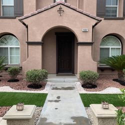 Artificial Grass, Sprinklers, Sod, Decorative Rocks, Fences.