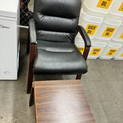 Leather Chair And Side Table 