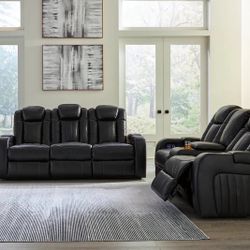 Caveman Den Midnight Power Reclining Set - Shop Now Pay Later -$10 Down