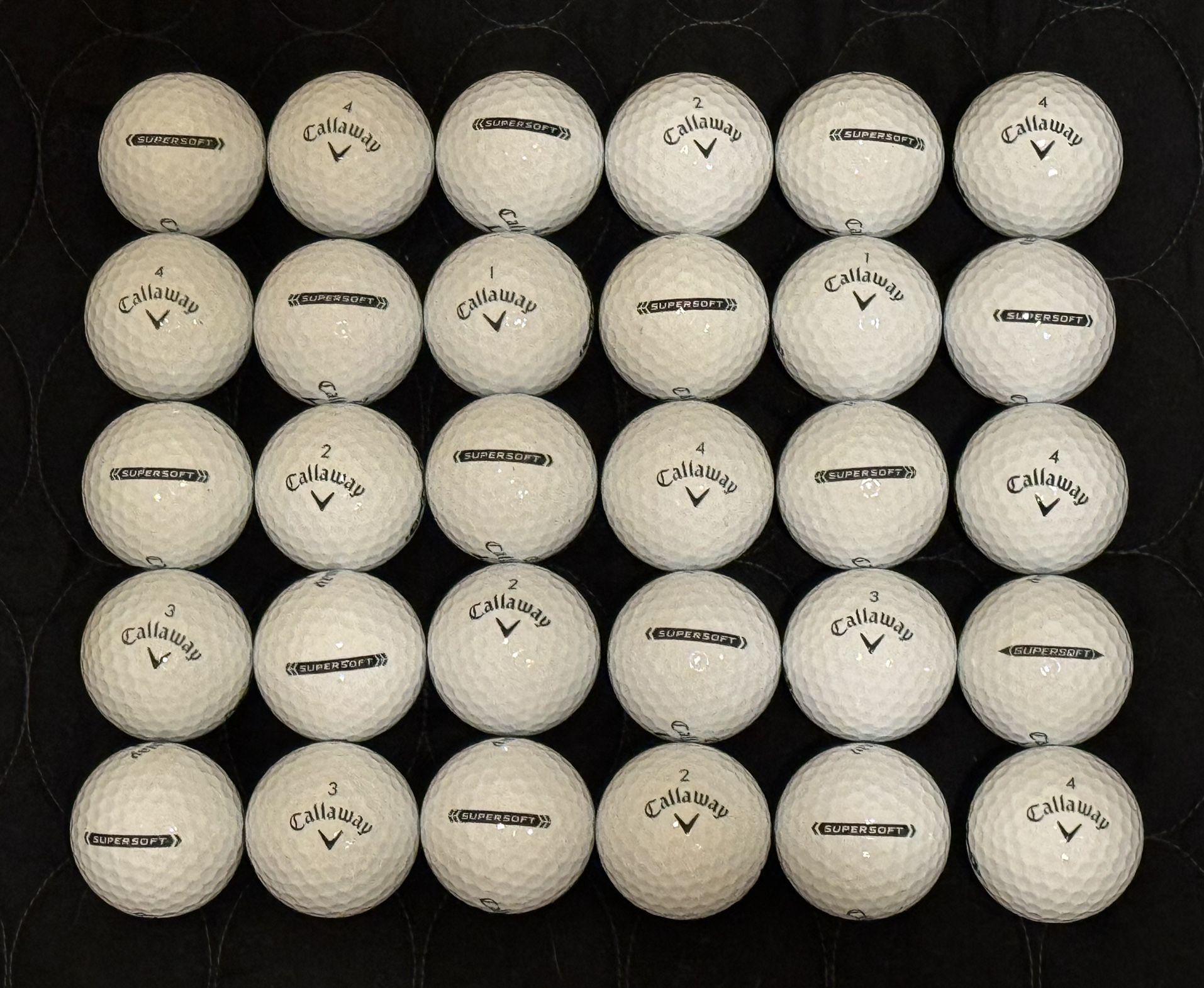 30 Callaway SUPERSOFT Used White Golf Balls 4A Condition (AAAA) Grade