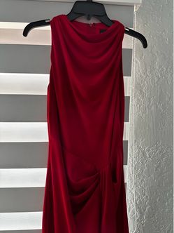 Red Sleeveless Draped Dress