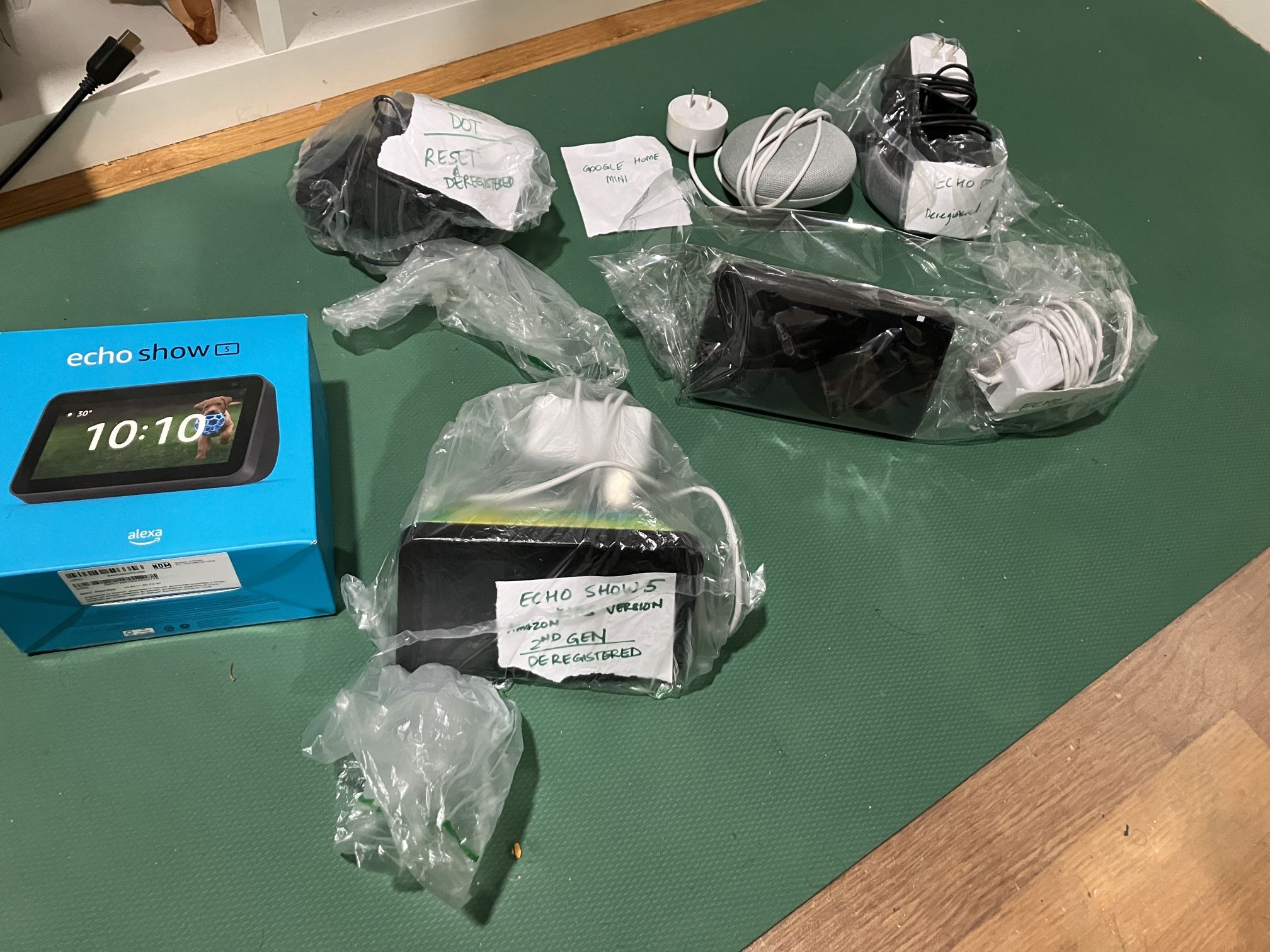 tested/working - “Alexa amazon echo bundle” or “smart speaker lot” or google Home mini