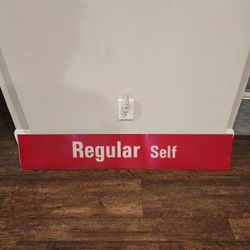 Gas Station Acrylic Red REGULAR GAS Self Service Gas Station Sign 46.5" by 8.25"