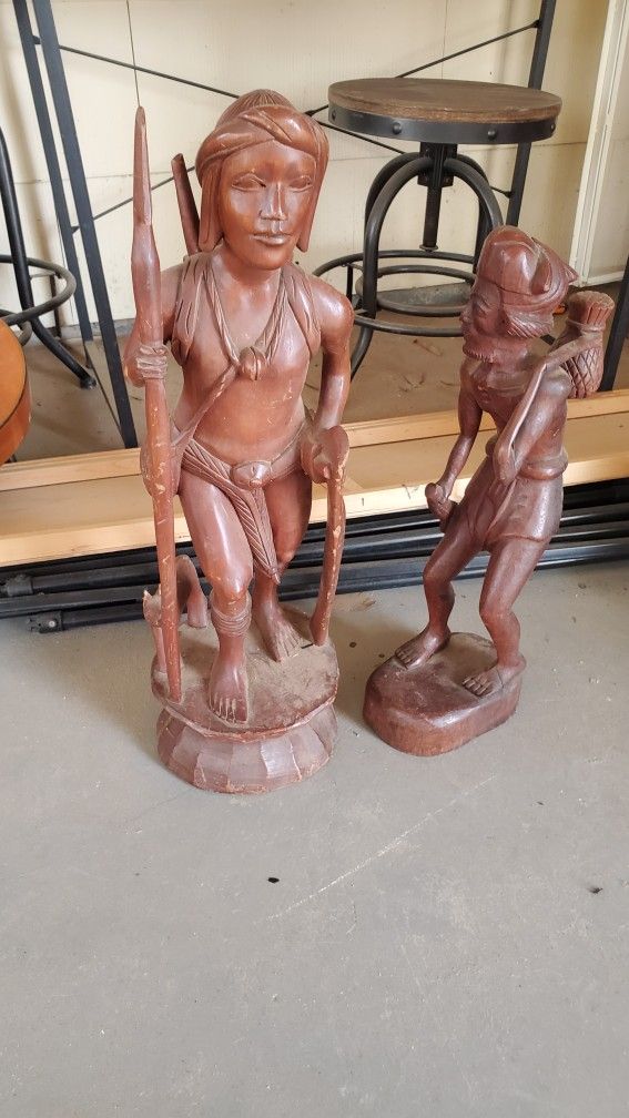Antique WOODEN tribal WARRIORS