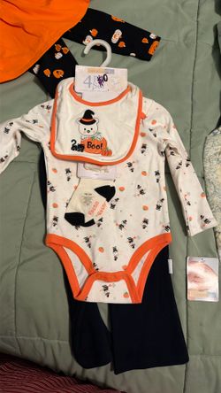 4 pieces set reversible bib stocks long sleeve onesie leggings size 12M