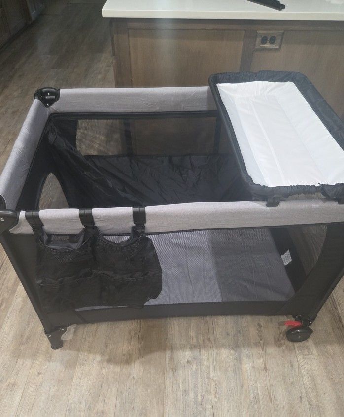 New Pack and Play, Travel Crib, with Changing Table, Portable Pack and Play, with Carry Bag,