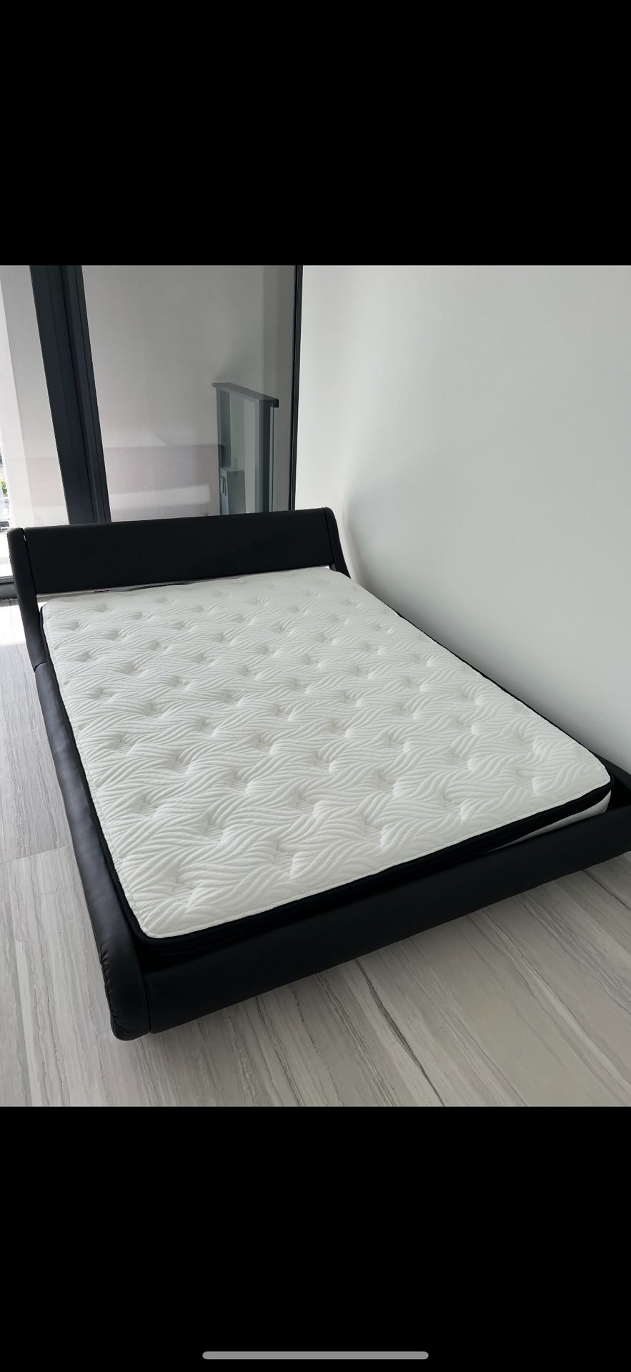 Bed frame queen size with bed mattress