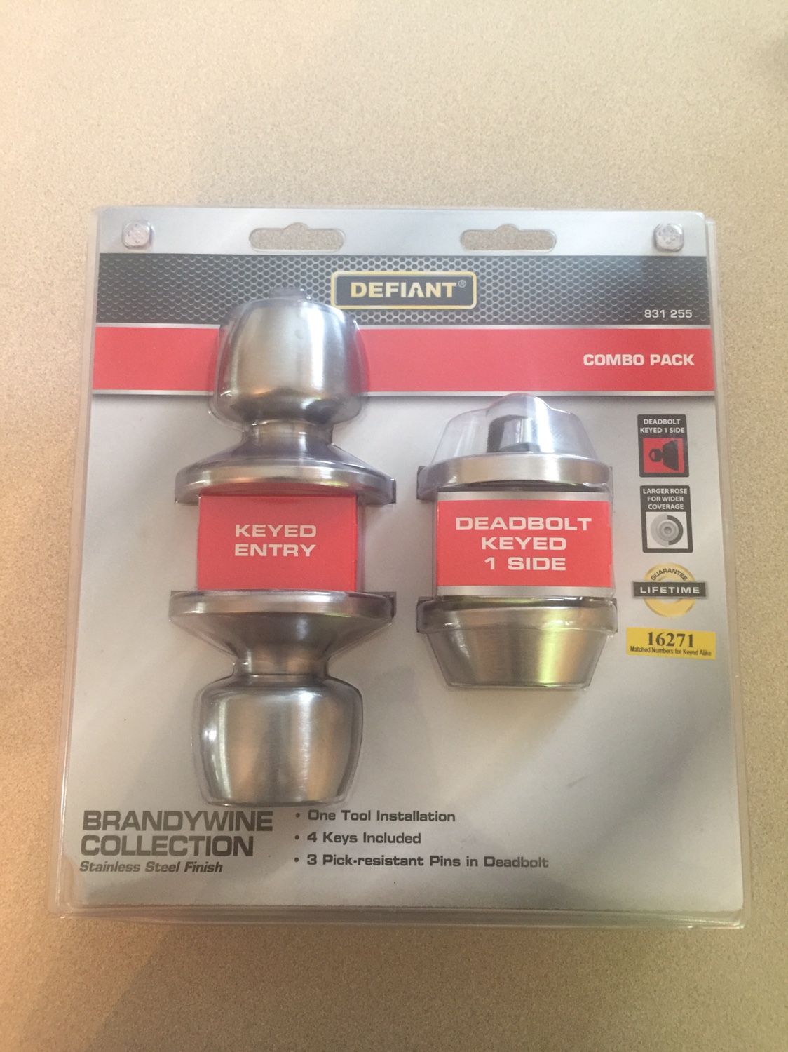 Defiant Lock Set Combo Pack Stainless Steel Finish