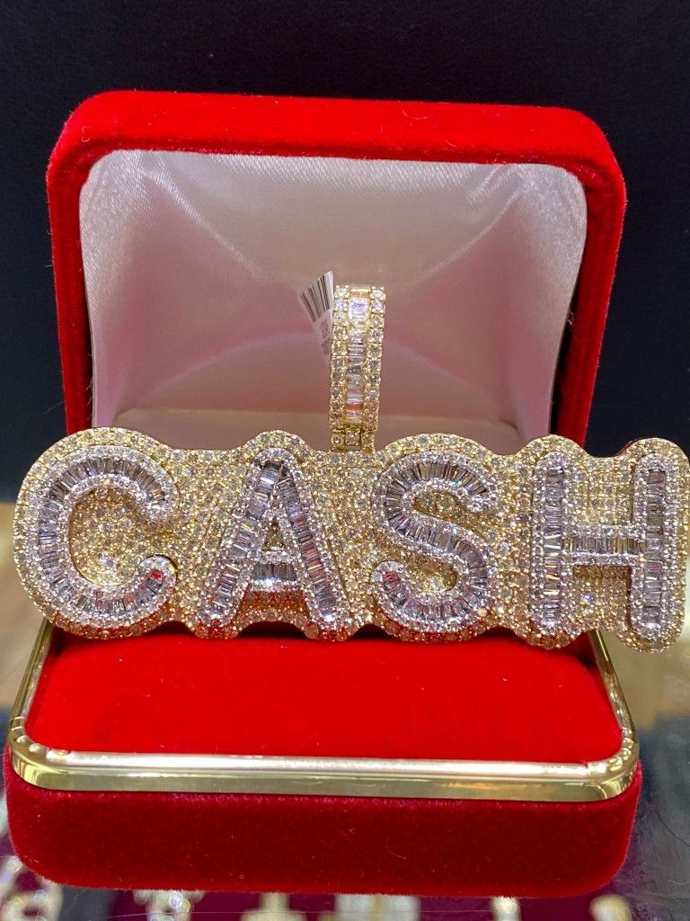 10k Custom Diamond Pendant "CASH"~ Brooklyn Jewelers